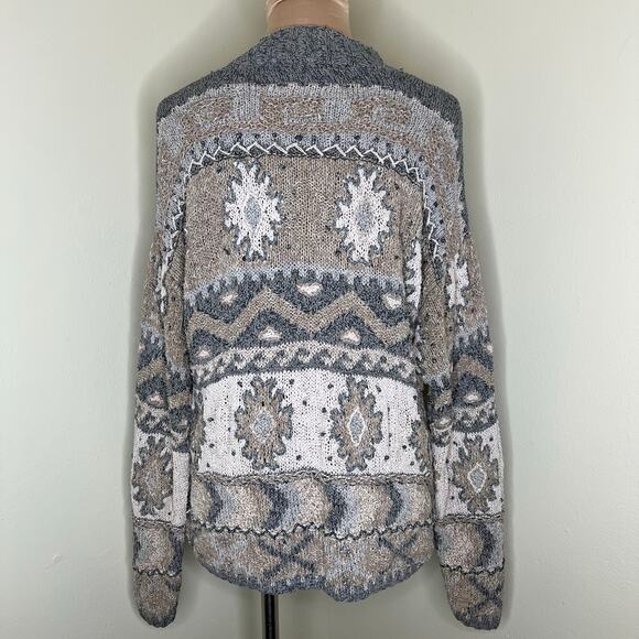 Vintage Robert Scott Sweater Large Womens Gray Linen Cotton Knitted By Hand 90s - Picture 3 of 7